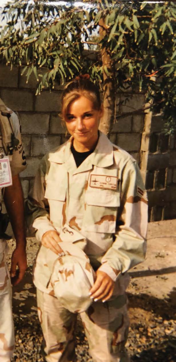 Lynne Graham in miltary fatigues